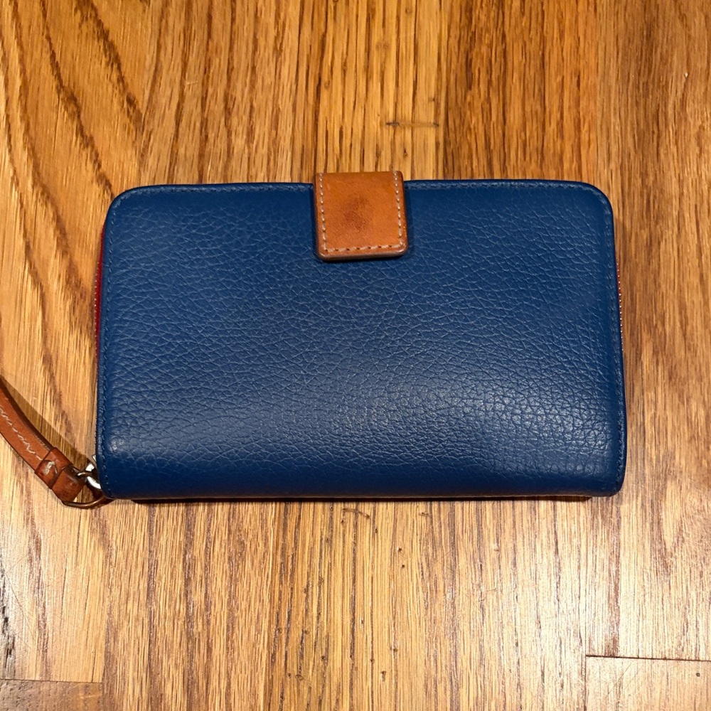 Dooney & Bourke Blue Leather Wallet with Tan Accent